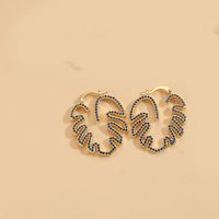 1 Pair Vintage Style Leaves Inlay Copper Zircon 14K Gold Plated Ear Studs sku image 4