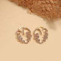 1 Pair Vintage Style Leaves Inlay Copper Zircon 14K Gold Plated Ear Studs sku image 8