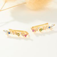 1 Pair Elegant Cute Romantic Geometric Inlay Sterling Silver Zircon White Gold Plated Gold Plated Ear Cuffs main image 5