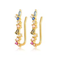1 Pair Elegant Cute Romantic Geometric Inlay Sterling Silver Zircon White Gold Plated Gold Plated Ear Cuffs sku image 1