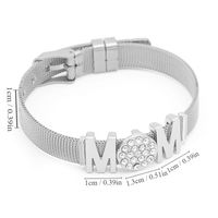 Casual Modern Style Letter 304 Stainless Steel 14K Gold Plated Alloy Rhinestones Wristband Bangle In Bulk main image 2