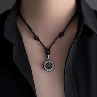 Simple Style Classic Style Roman Numeral Leather Rope Titanium Steel Titanium Steel Silver Plated Unisex Pendant Necklace main image 1