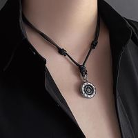 Simple Style Classic Style Roman Numeral Leather Rope Titanium Steel Titanium Steel Silver Plated Unisex Pendant Necklace main image 3