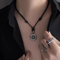 Simple Style Classic Style Roman Numeral Leather Rope Titanium Steel Titanium Steel Silver Plated Unisex Pendant Necklace main image 4