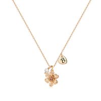Copper 14K Gold Plated IG Style Cute Sweet Pearl Letter Heart Shape Flower Pendant Necklace sku image 2