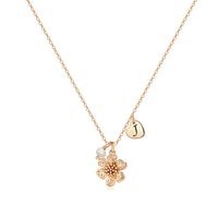 Copper 14K Gold Plated IG Style Cute Sweet Pearl Letter Heart Shape Flower Pendant Necklace sku image 9
