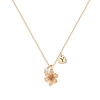 Copper 14K Gold Plated IG Style Cute Sweet Pearl Letter Heart Shape Flower Pendant Necklace sku image 24