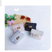 Girl's Mini Canvas Solid Color Fashion Square Lock Clasp Crossbody Bag main image 4
