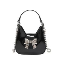 Women's Medium Pu Leather Solid Color Bow Knot Elegant Classic Style Pillow Shape Magnetic Buckle Crossbody Bag sku image 1