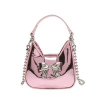 Women's Medium Pu Leather Solid Color Bow Knot Elegant Classic Style Pillow Shape Magnetic Buckle Crossbody Bag sku image 3