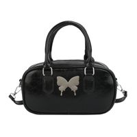 Women's Medium Pu Leather Solid Color Butterfly Classic Style Oval Zipper Crossbody Bag sku image 2