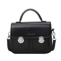 Women's Medium Pu Leather Solid Color Preppy Style Classic Style Square Lock Clasp Messenger Bag sku image 1