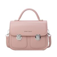 Women's Medium Pu Leather Solid Color Preppy Style Classic Style Square Lock Clasp Messenger Bag sku image 3