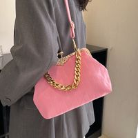 Women's Medium Pu Leather Solid Color Elegant Classic Style Square Buckle Crossbody Bag Evening Bag sku image 2