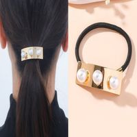 Women's Simple Style Classic Style Solid Color Alloy Cloth Inlay Pearl Hair Tie main image 1