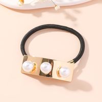 Women's Simple Style Classic Style Solid Color Alloy Cloth Inlay Pearl Hair Tie main image 4