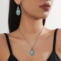 Simple Style Classic Style Water Droplets Alloy Inlay Turquoise Women's Earrings Necklace main image 1