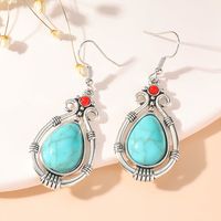 Simple Style Classic Style Water Droplets Alloy Inlay Turquoise Women's Earrings Necklace main image 4