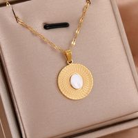 316 Stainless Steel  18K Gold Plated Casual Streetwear Inlay Geometric Natural Stone Rhinestones Pendant Necklace main image 4