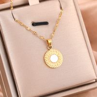 316 Stainless Steel  18K Gold Plated Casual Streetwear Inlay Geometric Natural Stone Rhinestones Pendant Necklace main image 7
