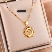 316 Stainless Steel  18K Gold Plated Casual Streetwear Inlay Geometric Natural Stone Rhinestones Pendant Necklace main image 11