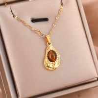 316 Stainless Steel  18K Gold Plated Casual Streetwear Inlay Geometric Natural Stone Rhinestones Pendant Necklace main image 6