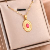316 Stainless Steel  18K Gold Plated Casual Streetwear Inlay Geometric Natural Stone Rhinestones Pendant Necklace main image 9