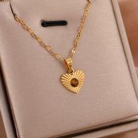 316 Stainless Steel  18K Gold Plated Casual Streetwear Inlay Geometric Natural Stone Rhinestones Pendant Necklace sku image 10