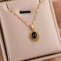 316 Stainless Steel  18K Gold Plated Casual Streetwear Inlay Geometric Natural Stone Rhinestones Pendant Necklace sku image 11