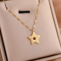 316 Stainless Steel  18K Gold Plated Casual Streetwear Inlay Geometric Natural Stone Rhinestones Pendant Necklace sku image 12