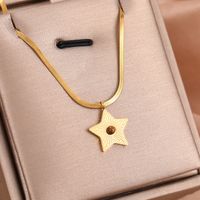 316 Stainless Steel  18K Gold Plated Streetwear Inlay Pentagram Natural Stone Rhinestones Pendant Necklace main image 4