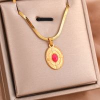 316 Stainless Steel  18K Gold Plated Streetwear Inlay Pentagram Natural Stone Rhinestones Pendant Necklace main image 5