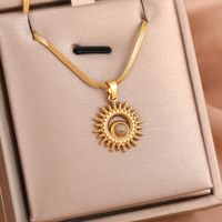 316 Stainless Steel  18K Gold Plated Streetwear Inlay Pentagram Natural Stone Rhinestones Pendant Necklace main image 9