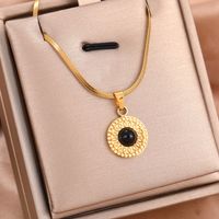 316 Stainless Steel  18K Gold Plated Streetwear Inlay Pentagram Natural Stone Rhinestones Pendant Necklace main image 7