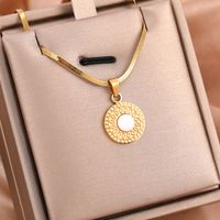 316 Stainless Steel  18K Gold Plated Streetwear Inlay Pentagram Natural Stone Rhinestones Pendant Necklace main image 6