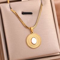 316 Stainless Steel  18K Gold Plated Streetwear Inlay Pentagram Natural Stone Rhinestones Pendant Necklace main image 10