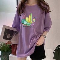 Women's T-shirt Short Sleeve T-Shirts Printing Casual Cactus main image 3