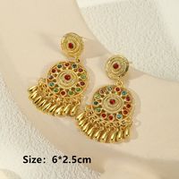1 Pair Casual Ethnic Style Water Droplets Flower Inlay Alloy Rhinestones Drop Earrings main image 2