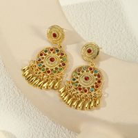 1 Pair Casual Ethnic Style Water Droplets Flower Inlay Alloy Rhinestones Drop Earrings main image 1