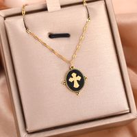 316 Stainless Steel  18K Gold Plated Retro Cross Heart Shape Pendant Necklace main image 4