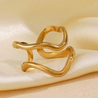 304 Stainless Steel 18K Gold Plated IG Style Simple Style Lines Open Rings main image 6