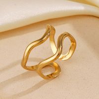 304 Stainless Steel 18K Gold Plated IG Style Simple Style Lines Open Rings main image 5