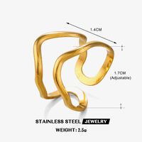 304 Stainless Steel 18K Gold Plated IG Style Simple Style Lines Open Rings sku image 2