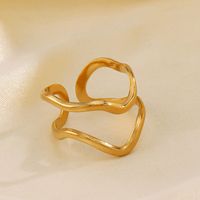 304 Stainless Steel 18K Gold Plated IG Style Simple Style Lines Open Rings main image 4