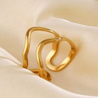 304 Stainless Steel 18K Gold Plated IG Style Simple Style Lines Open Rings main image 3