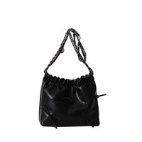 Women's Medium Pu Leather Solid Color Bow Knot Cute Classic Style Square Magnetic Buckle Bucket Bag sku image 1