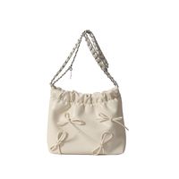 Women's Medium Pu Leather Solid Color Bow Knot Cute Classic Style Square Magnetic Buckle Bucket Bag sku image 2