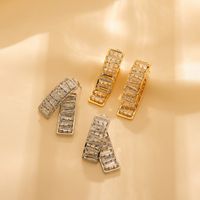 1 Pair Luxurious Shiny Solid Color Plating Inlay Titanium Steel Zircon 18K Gold Plated Earrings main image 5