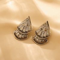 1 Pair Simple Style Classic Style Sector Plating Inlay Titanium Steel Zircon 18K Gold Plated Ear Studs main image 4