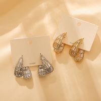 1 Pair Glam Luxurious Solid Color Plating Inlay Titanium Steel Zircon 18K Gold Plated Ear Studs main image 5